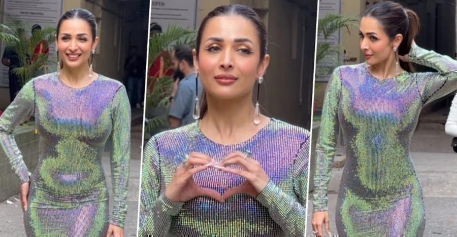 Malaika Arora stuns in glittering gown, outshining a disco ball.