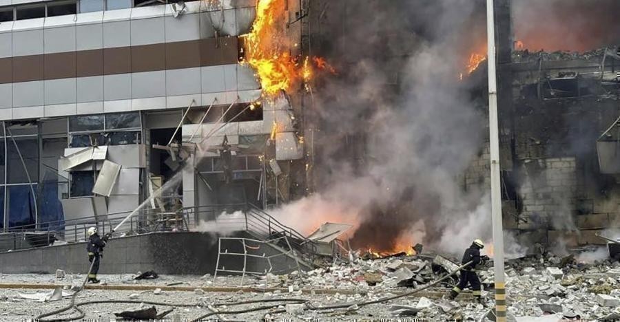 Largest Russian air assault on Ukraine since invasion began.