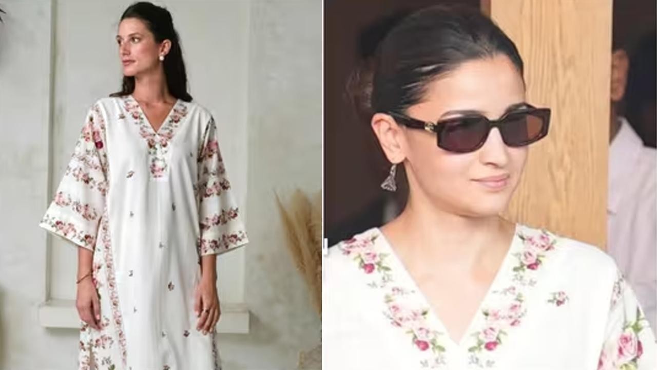 Alia Bhatt Shines in ₹8,800 Floral Kurta as She Returns from Vacation with Family