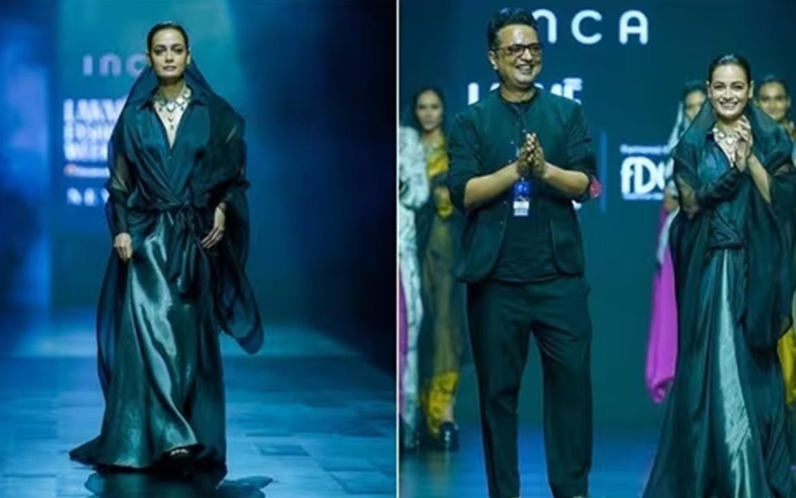 Dia Mirza Stuns as Showstopper: Regal Look at Sustainable Fashion Day!
