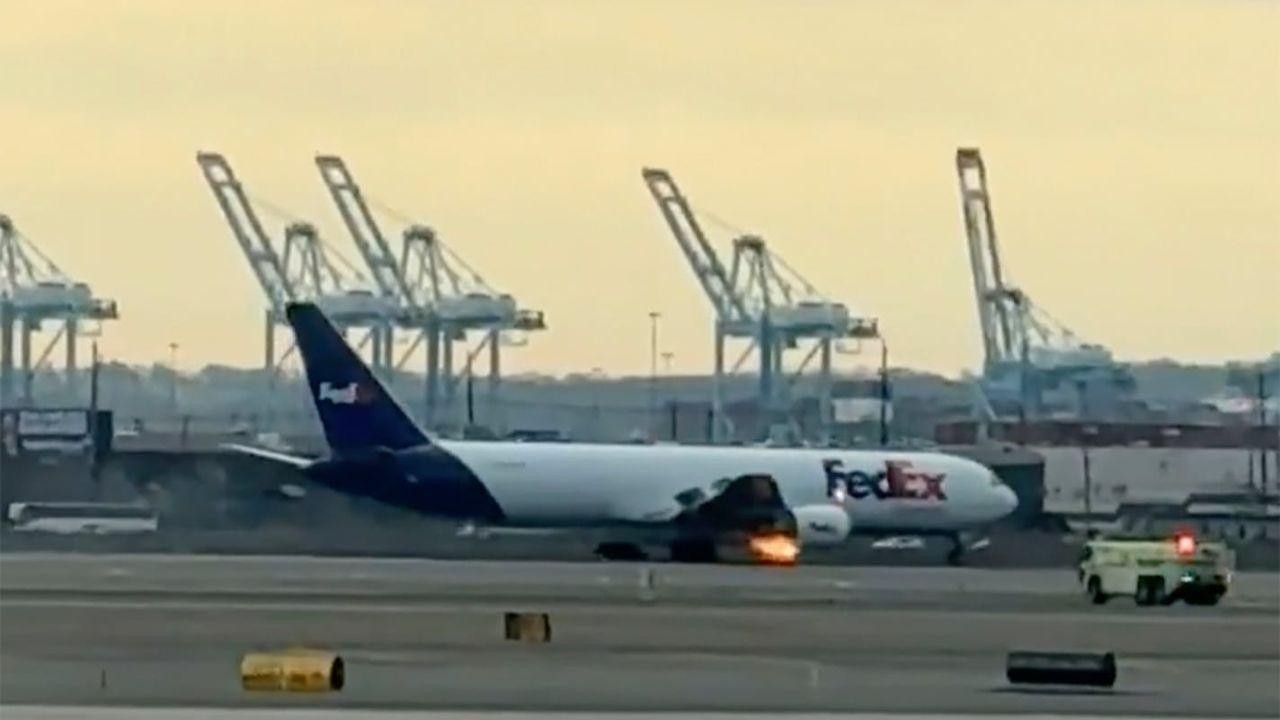 FedEx Plane Makes Emergency Landing at Newark Airport After Bird Strike, Fire