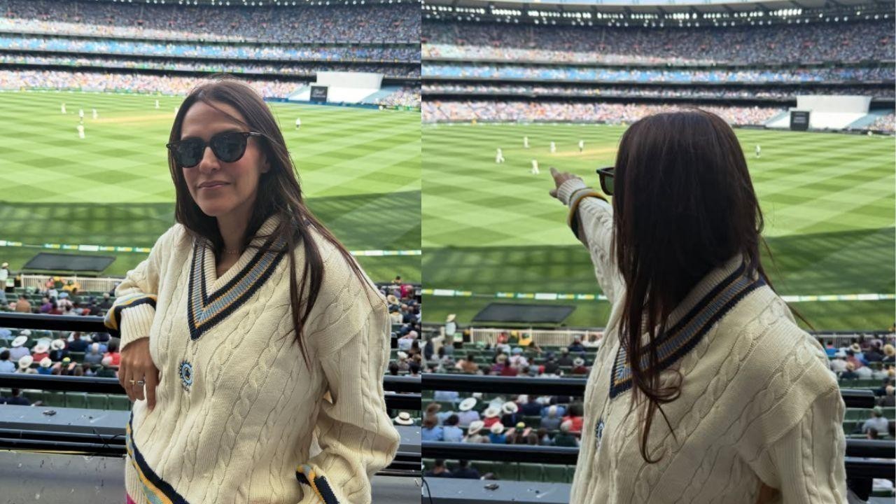 Neha Dhupia honors late father-in-law Bishan Singh Bedi at IND vs AUS match