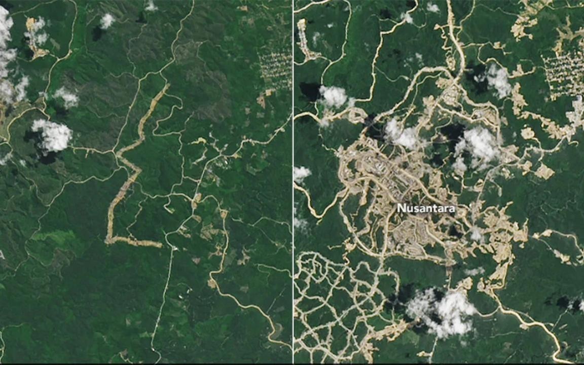NASA shows new city rising in forest: before and after pics capture rapid urban growth.