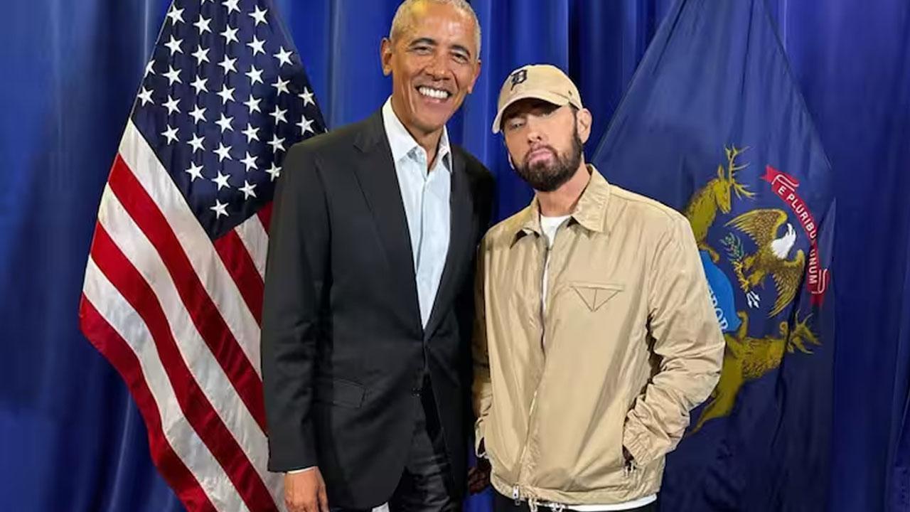 Barack Obama Raps Eminem's 'Lose Yourself' at Detroit Rally Event