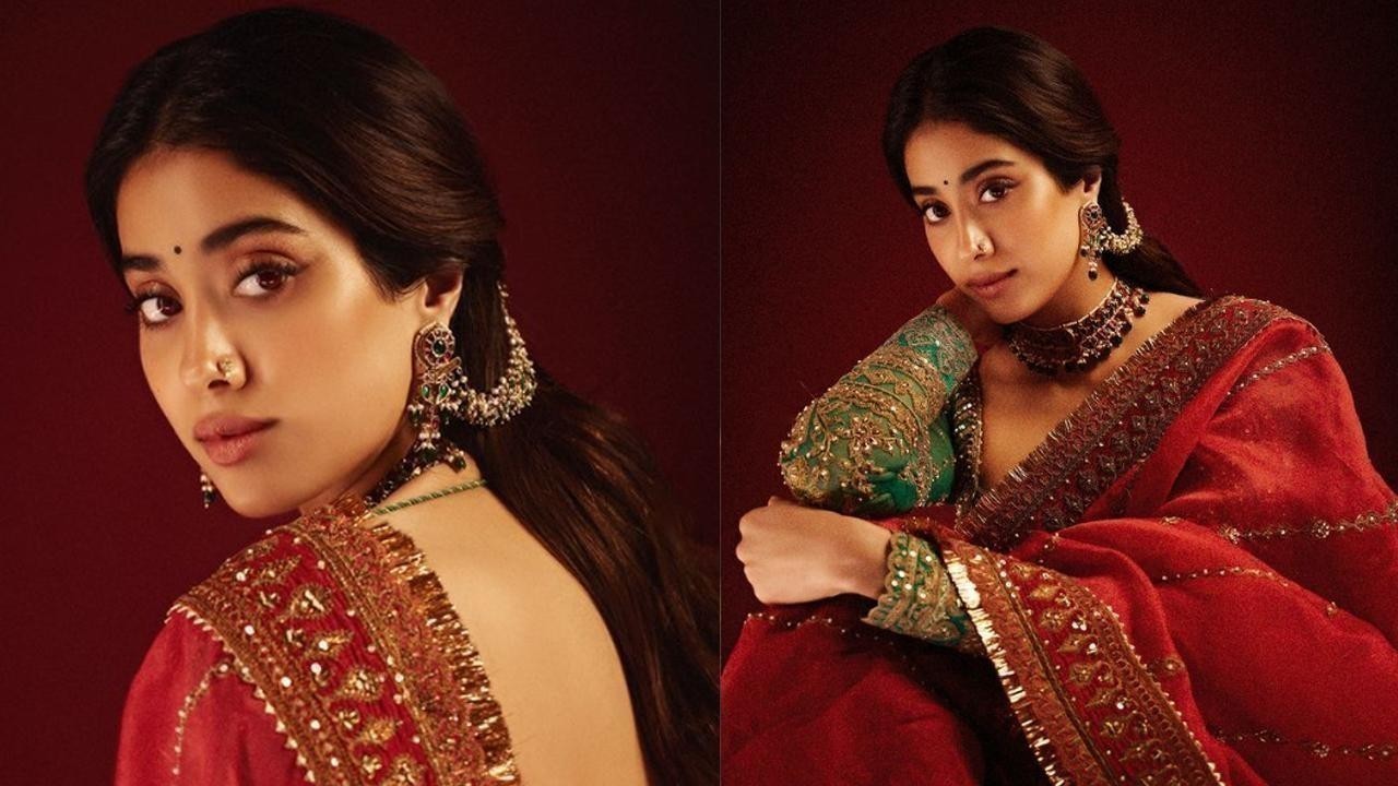 Janhvi Kapoor's ₹1.6 Lakh Organza Saree Stuns at NMACC Event with Shikhar Pahariya