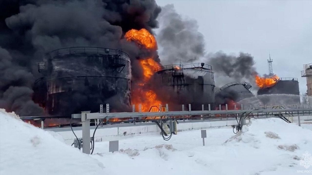 Ukraine Attacks Oil Storage Depot in Russian Border Regions Reservoirs Catches Fire
