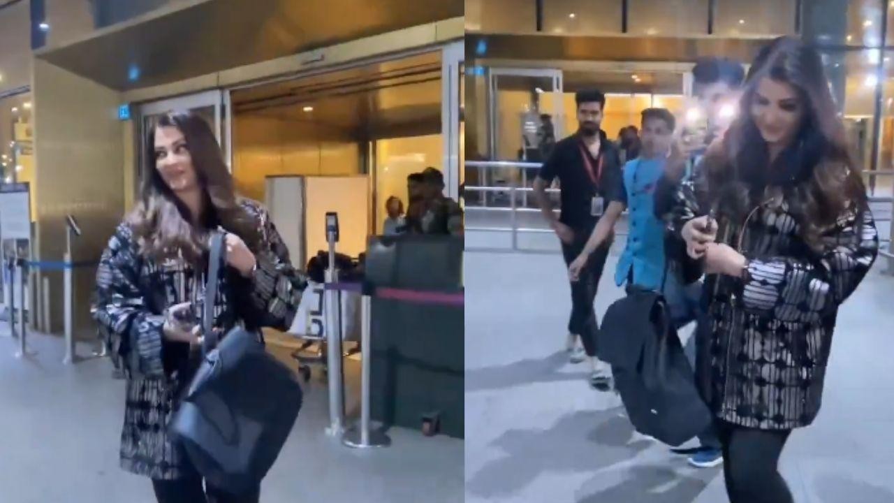 Aishwarya Rai Bachchan Stuns in All-Black Monochrome Look at Mumbai Airport