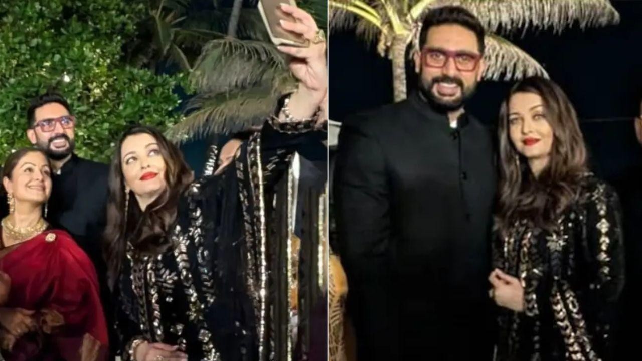 Aishwarya Rai Bachchan Looks Stunning in Black Ethnic Suit for Sangeet