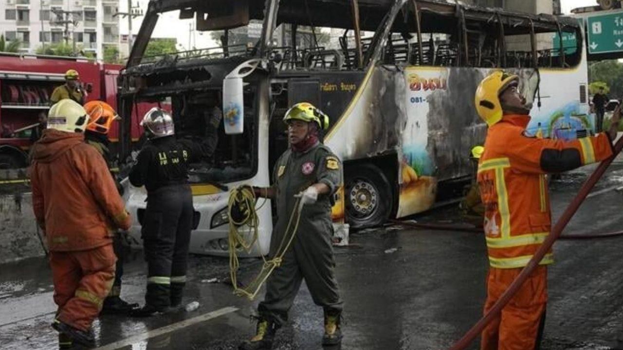 Over 20 Feared Dead as School Bus Catches Fire Near Bangkok