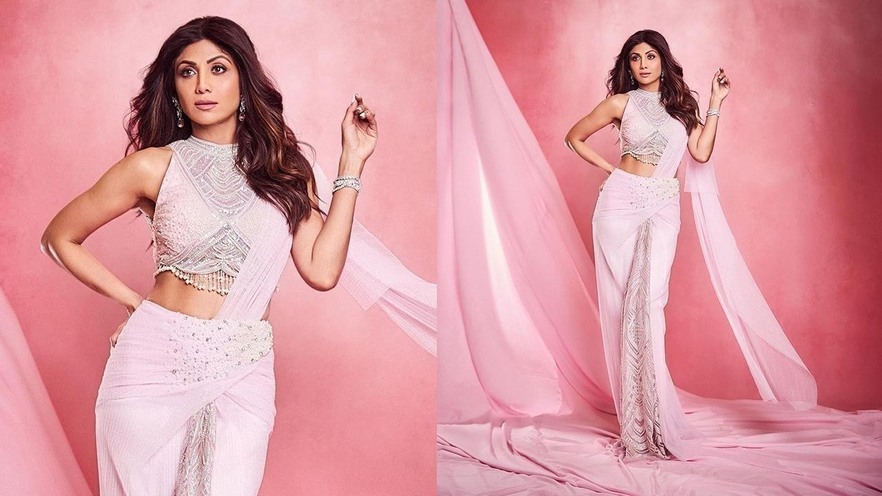 Shilpa Shetty stuns in perfect pastel pink saree