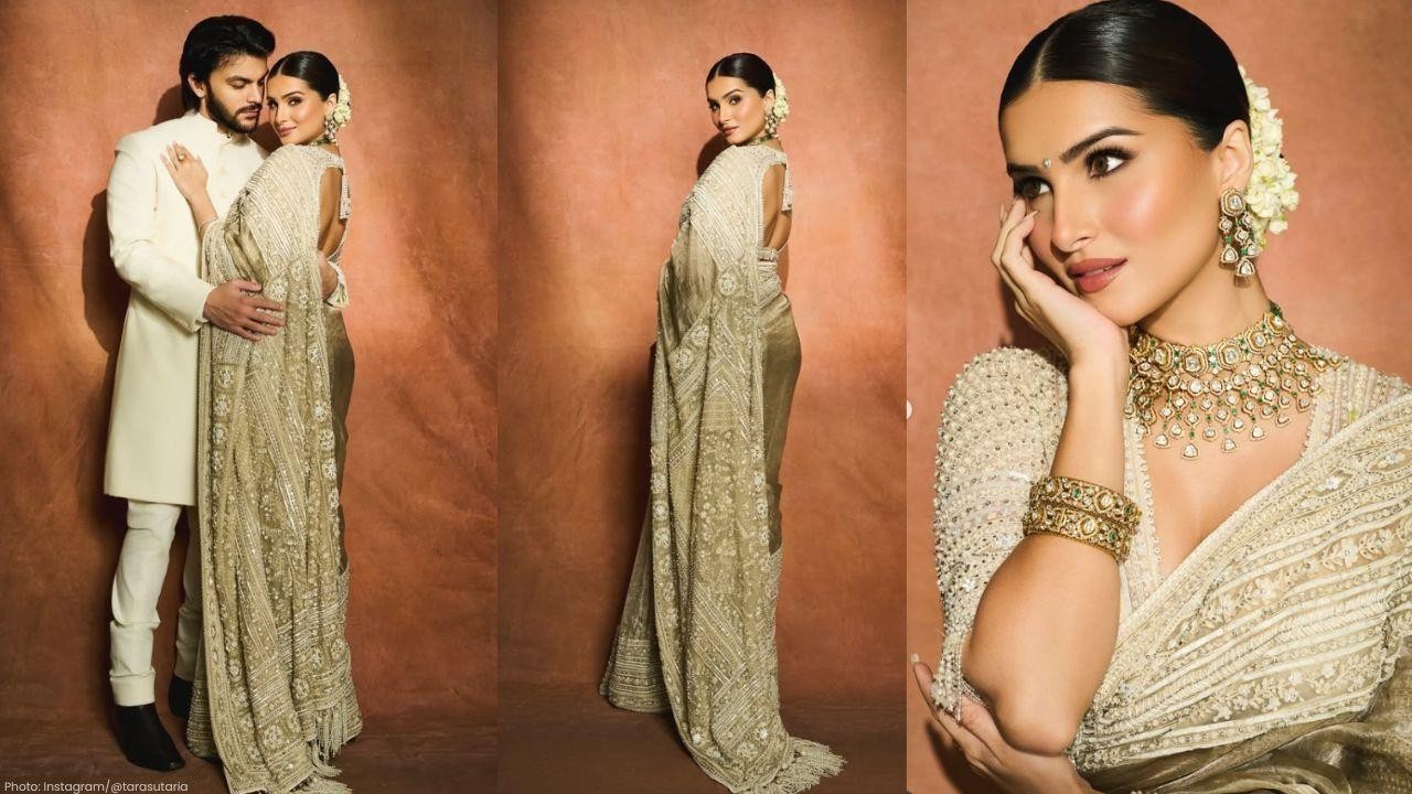 Tara Sutaria Stuns in Tarun Tahiliani Saree for Ganesh Chaturthi