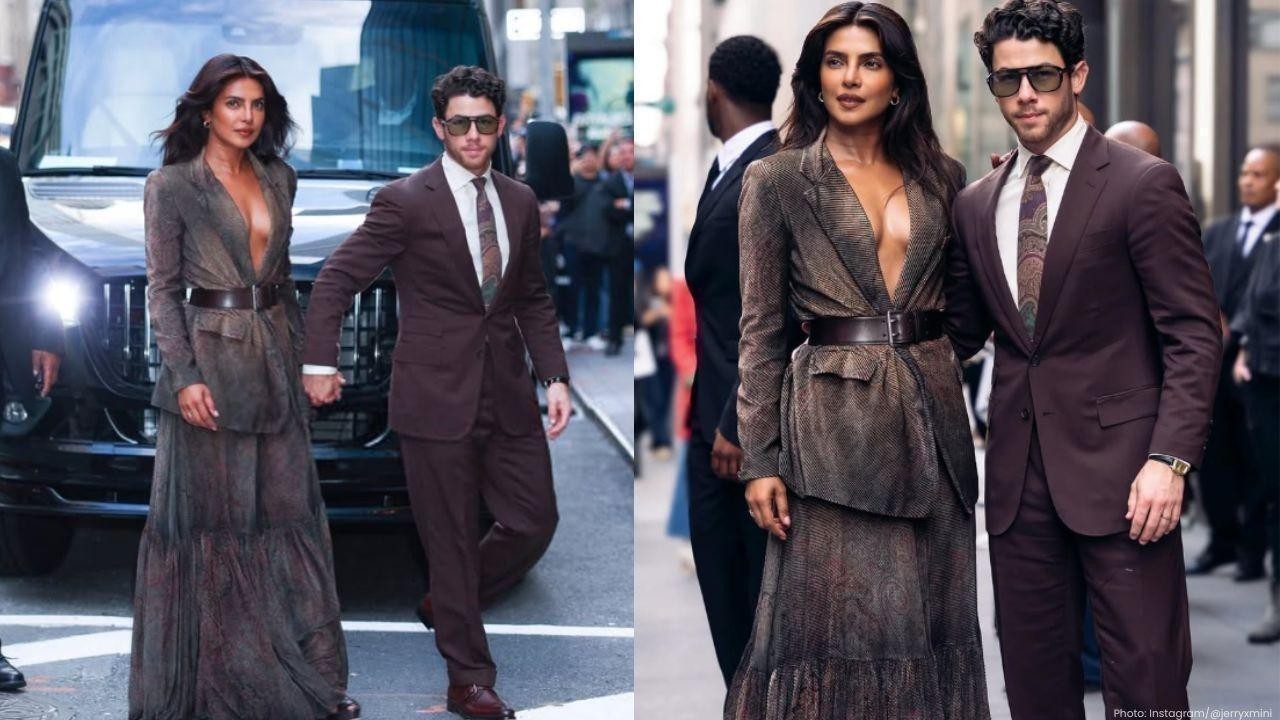 Priyanka Chopra & Nick Jonas Shine in Brown at NYFW 2025
