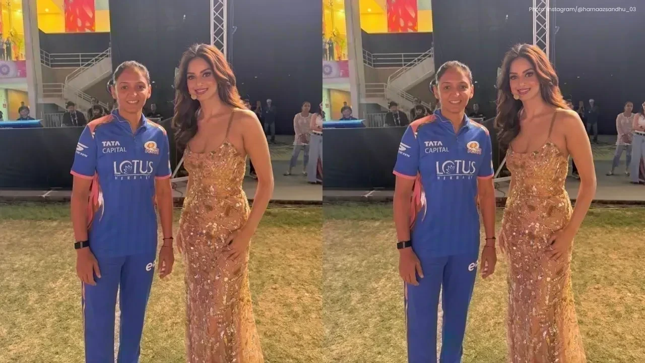 Harnaaz Sandhu Meets Harmanpreet Kaur at WPL 2026 Opener