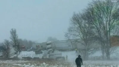 Massive Snowstorm Triggers Over 100-Vehicle Pile-Up in Michigan